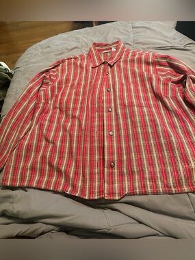 C.S.T. Sport Red Striped Button-Up Shirt